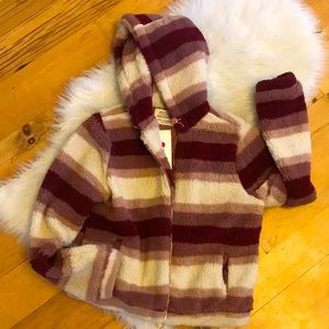 Teddy bear zip hoodie with stripes